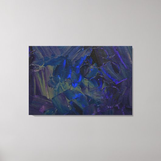 Blauwe Abstracte olieverf Art Canvas Afdruk (Voorkant)