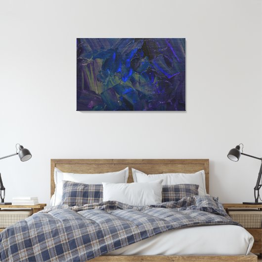 Blauwe Abstracte olieverf Art Canvas Afdruk (Insitu (Slaapkamer))