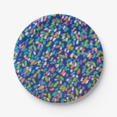 Blauwe Abstracte penseelstreken Papieren Bordje (Voorkant)