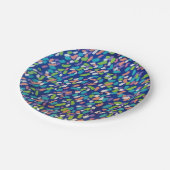 Blauwe Abstracte penseelstreken Papieren Bordje (Gekanteld)