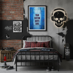  Blauwe Abstracte Street Art Textuur Poster