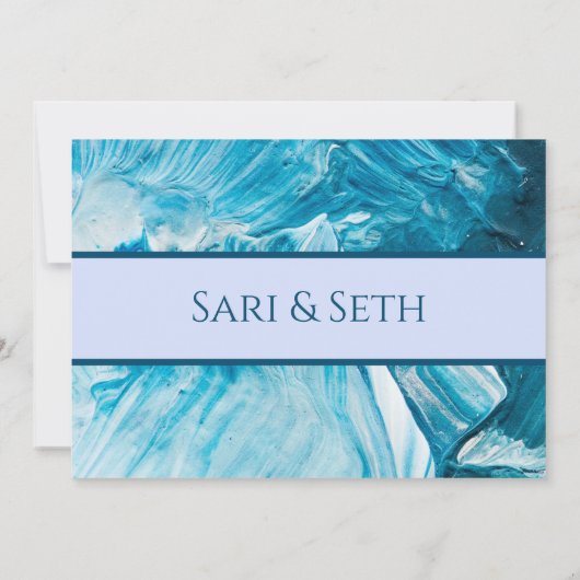 Blauwe Abstracte uitnodiging voor verf (Achterkant)