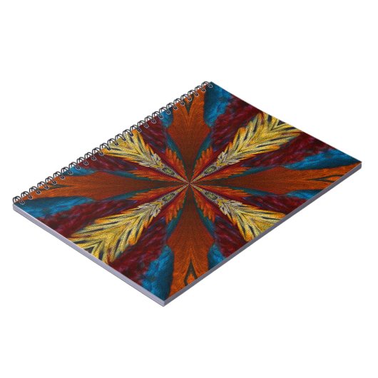 Blauwe Abstracte verfkunst met bruin rood Notitieboek (Linkerzijde)