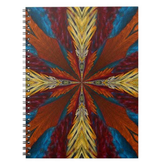 Blauwe Abstracte verfkunst met bruin rood Notitieboek (Voorkant)
