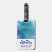 Blauwe Abstracte Waterverf | Jouw naam toevoegen Bagagelabel (Achterkant verticaal)