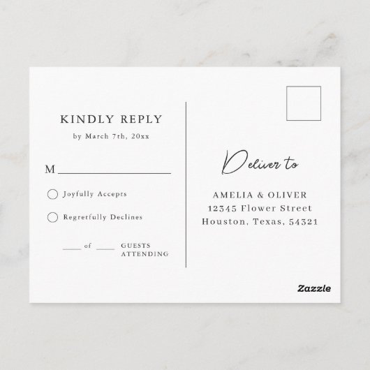 Blauwe Abstracte Waterverf Kunst Unieke Bruiloft R Briefkaart (Achterkant)