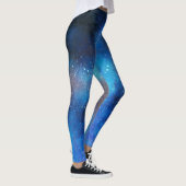 Blauwe abstracte waterverf leggings (Rechts)