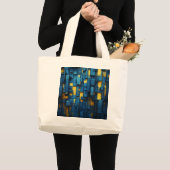 Blauwe abstractie grote tote bag (Voorkant (product))