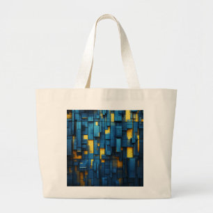 Blauwe abstractie grote tote bag