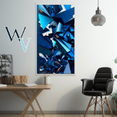 Blauwe abstractie poster