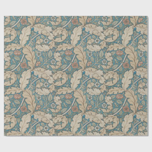 Blauwe Acanthus & roos William Morris ambachtslied Cadeaupapier
