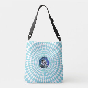 Blauwe achtergrond Astronaut DJ Music Space Canvas Crossbody Tas