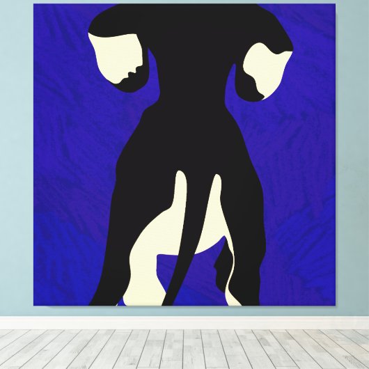 Blauwe achtergrond canvas afdruk (Insitu (Houten vloer))