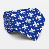 Blauwe achtergrond Fleur-de-lis Patroonontwerp Stropdas (Opgerold)