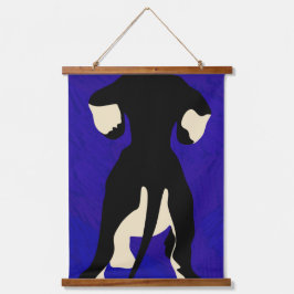 Blauwe achtergrond hangend wandkleed