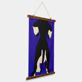 Blauwe achtergrond hangend wandkleed (Gebogen)