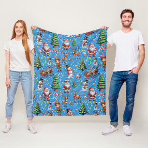Blauwe Achtergrond Kerst Decoratiepatroon Fleece Deken