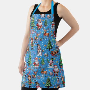 Blauwe Achtergrond Kerst Decoratiepatroon Schort