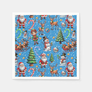 Blauwe Achtergrond Kerst Decoratiepatroon Servet