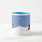 Blauwe achtergrond laat het de Mok van Kerstmis sn (Midden)