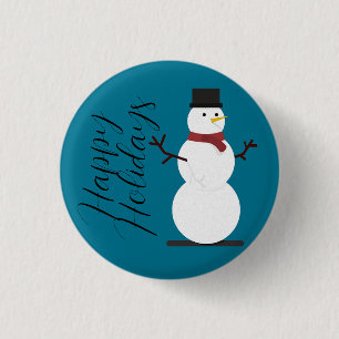 Blauwe achtergrond met Snowman Ronde Button 3,2 Cm