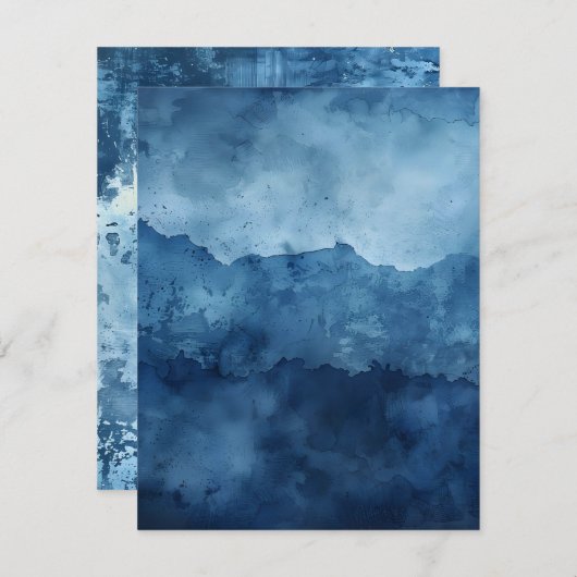 Blauwe achtergrond verdrietig inkt scrapbook papie kaart (Voorkant / Achterkant)