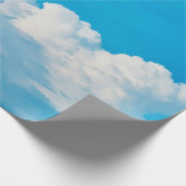 Blauwe achtergrond wolken wit cadeaupapier (Hoek)