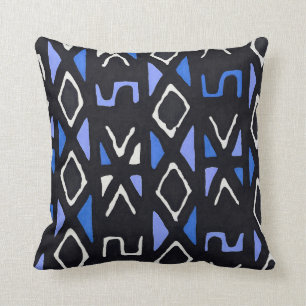 Blauwe Afrikaanse StammenDruk Mudcloth Kussen