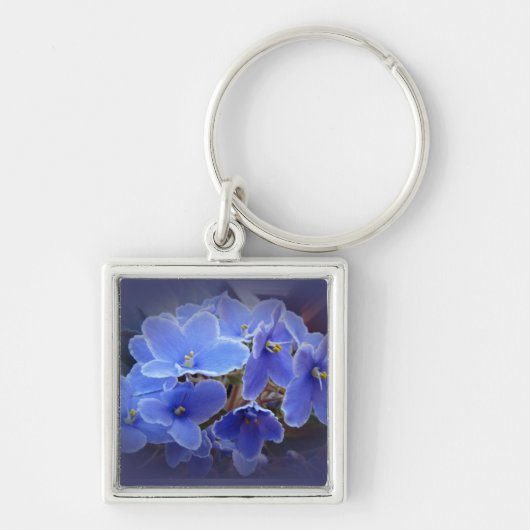 Blauwe Afrikaanse Violet Sleutelhanger (Voorkant)