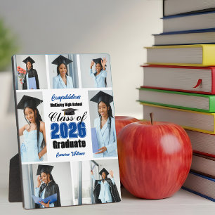 Blauwe afstudeercollagefoto van de klas van 2026 fotoplaat