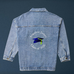 blauwe afstudeerhoed - klas van 2026-uw naam denim jacket