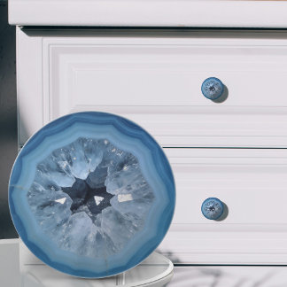 Blauwe Agaat Geode Keramische Knop