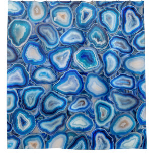 Blauwe Agaat Geodes kristallen patroon Douchegordijn