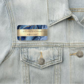 Blauwe Agaat Gouden Folie Naam Tag (In situ)