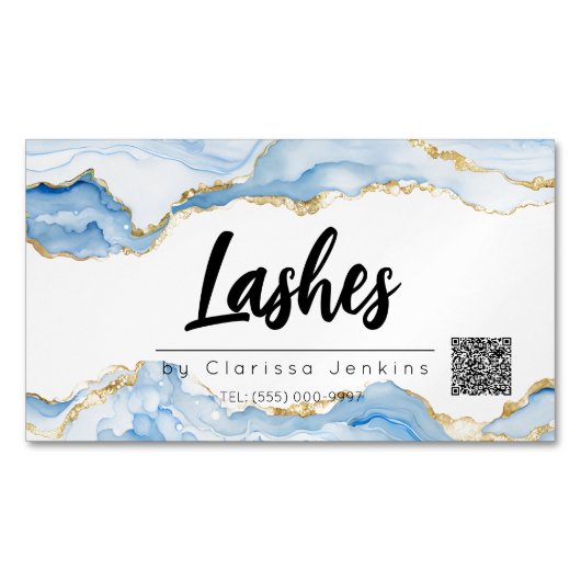 Blauwe agaat Trendy Moderne Lash Extensions Beauty Magnetisch Visitekaartje (Voorkant)
