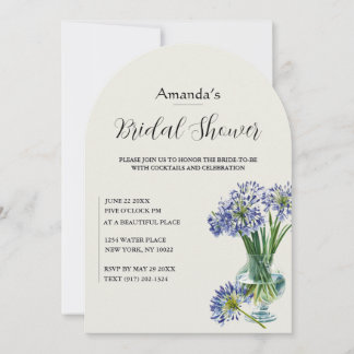 Blauwe Agapanthus Vaas Boog Bruid Kaart