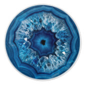 Blauwe Agate Geode Keramische Knop (Voorkant)
