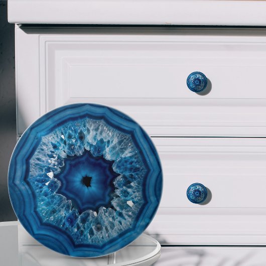 Blauwe Agate Geode Keramische Knop