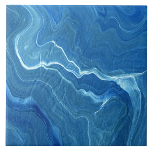 Blauwe Agate Marble Abstract Tegeltje (Voorkant)