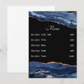 Blauwe Agate Nail Tech Price List Menu (Voorkant / Achterkant)