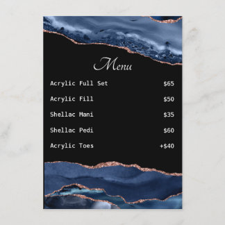 Blauwe Agate Nail Tech Price List Menu
