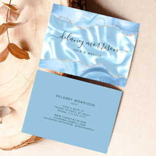 Blauwe Agate Zilveren Glitter Luxe Visitekaartje