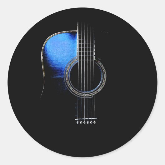 Blauwe akoestische gitaar Sticker (Voorkant)