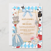 Blauwe Alice in Wonderland Bruiloft Kaart (Voorkant)