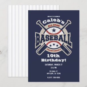 Blauwe All Star Sport Honkbal Verjaardagsfeestje Kaart