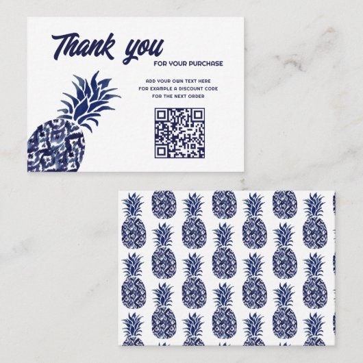Blauwe ananas Dank u Visitekaartje (Voorkant / Achterkant)
