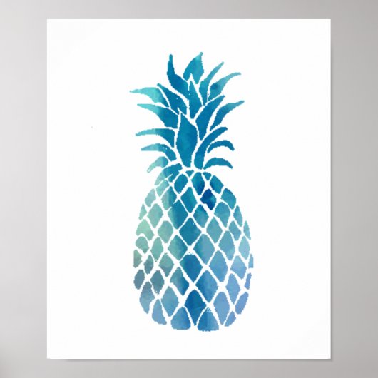 blauwe ananas poster (Voorkant)