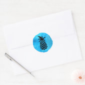 Blauwe Ananas Ronde Sticker (Envelop)