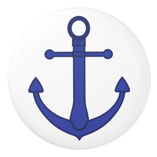 Blauwe anchor Nautical Threadinet Knob Keramische Knop (Voorkant)