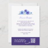 Blauwe anemone bloemenbruiloft dank u QR foto Bedankkaart (Achterkant)